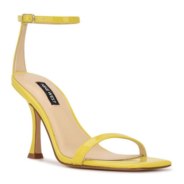 Nine West Yess Ankle Strap Yellow Heeled Sandals | Ireland 65D86-4A78